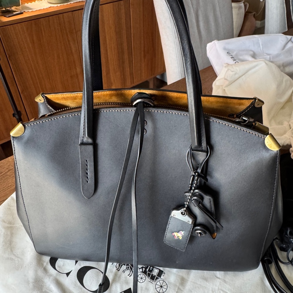 Coach Black Leather Tote Bag